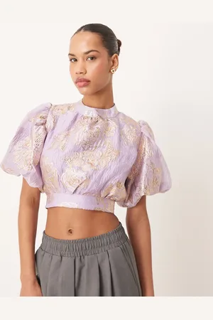 Sister Jane Dream jacquard floral top in lilac and gold
