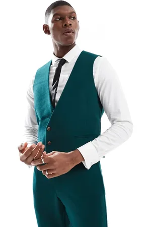 ASOS Skinny suit waistcoat in slub texture