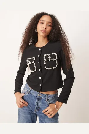 Sister Jane Dream jewel embellished marine top in
