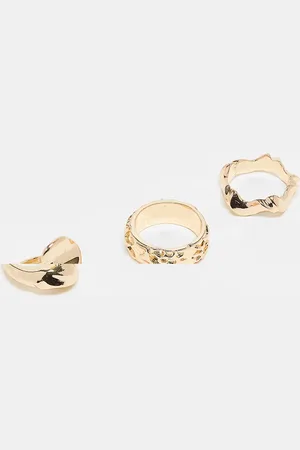 ASOS 3 pack molten ring set in tone