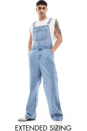 ASOS Oversized denim dungaree in mid wash