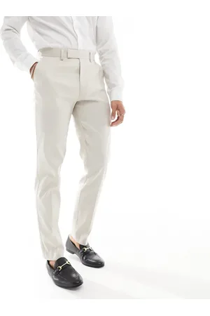 ASOS Slim with linen suit trousers in stone