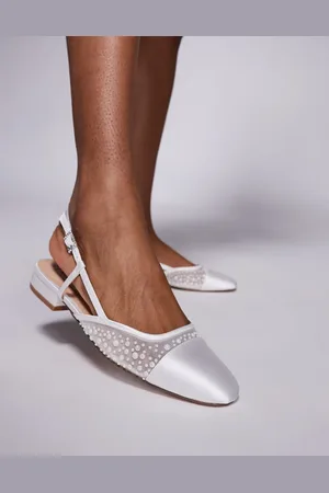 Steve Madden Belinda-P pearl embellished ballet flats in ivory mesh.