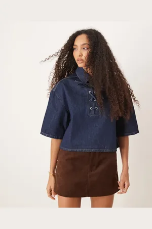 ASOS Denim rugby top with lace up front