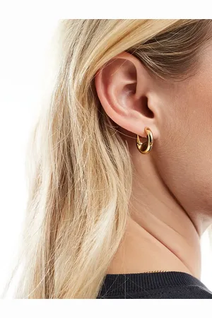 ASOS 14k plated hoop earrings with square cut out detail