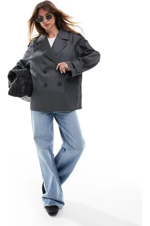 ASOS Short trench coat in charcoal