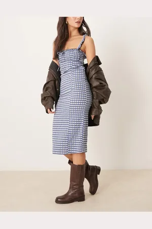 Free People Lucinda gingham midi dress in indigo