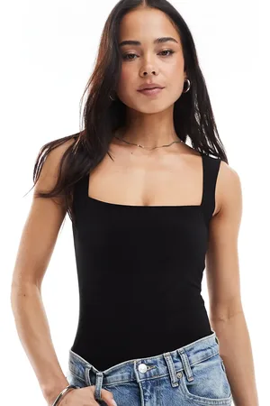Miss Selfridge Square neck soft touch bodysuit in