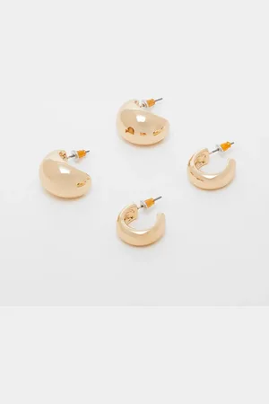 ASOS Pack of 2 hoop earrings with minimal design in tone