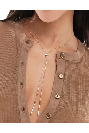 ASOS Lariat necklace with fine snake chain detail in tone