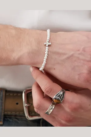 FADED FUTURE Pearl bracelet with cross pendant in