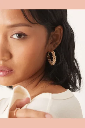 ASOS Hoop earrings in beaded design in tone