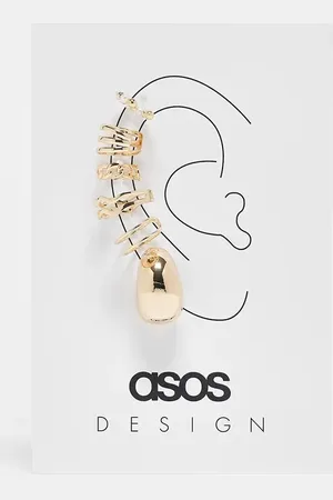 ASOS Pack of 5 ear cuffs with single hoop in tone
