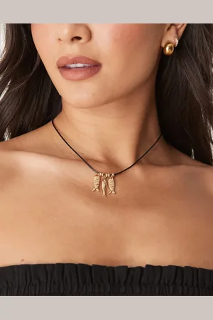 ASOS Necklace with cord and fish charms in tone