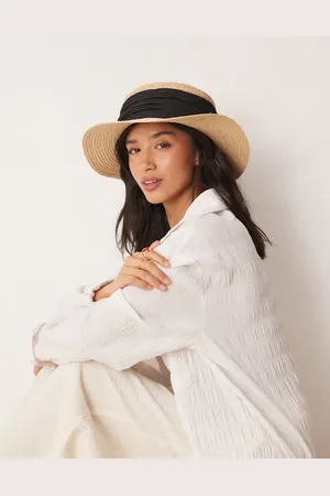 ASOS Natural straw boater hat with wide band