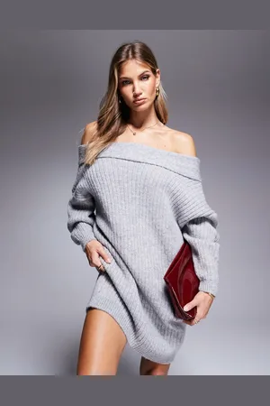 ASOS Knitted off shoulder jumper dress in