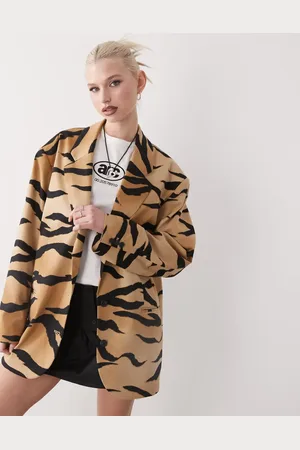 Monki Oversized blazer in tiger print