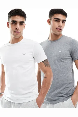 Emporio Armani Bodywear 2 pack endurance lounge logo t-shirts in and grey