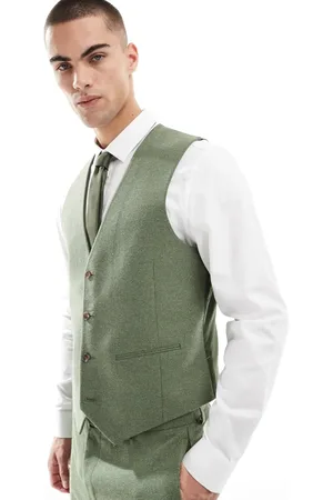 ASOS Slim suit waistcoat with wool in herringbone