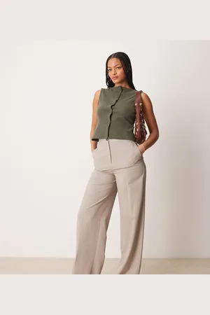 ASOS Tall tailored relaxed trousers in mink stripe