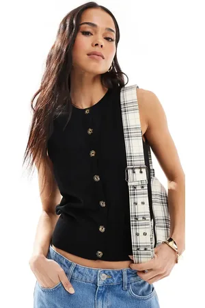 Brave Soul Sleeveless knitted vest with contrast buttons in