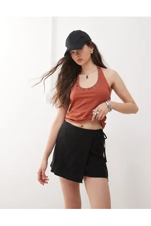 Weekday Circee linen mix wrap mini skirt in exclusive to ASOS