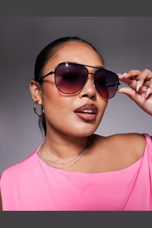 Quay Australia Quay high key metal aviator sunglasses in with orange gradient lens
