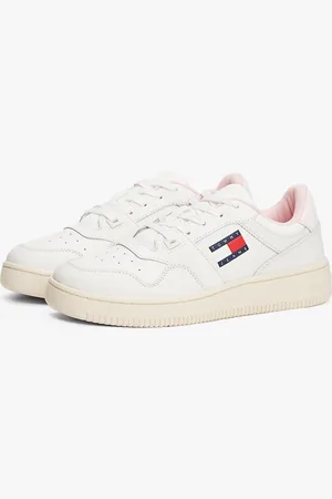 Tommy Hilfiger Essential leather fine cleat basketball trainers in white