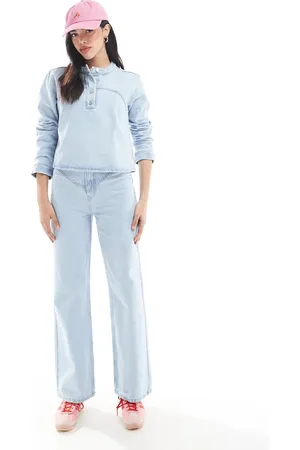 ASOS Straight leg jean with western seam detail in bleach wash