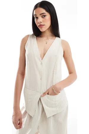 Esmée Esmee Exclusive waistcoat co-ord in beige and white stripe