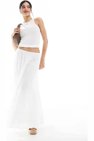 Bershka Cheesecloth tiered maxi skirt in