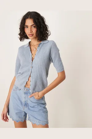 AWARE Fine knit polo top in dusty