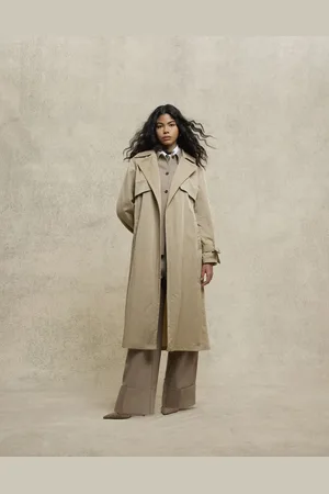River Island Relaxed wrap trench coat in beige