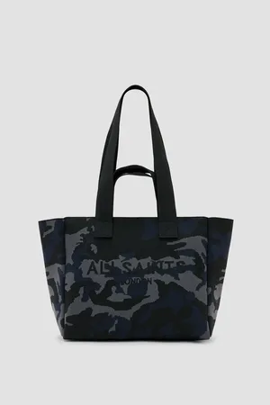 AllSaints Izzy medium knitted tote bag in camo
