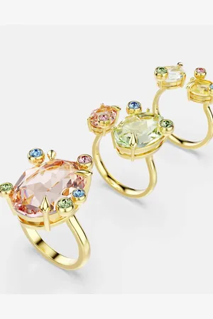 Swarovski Gema ring, set (3), mixed cuts, multicolored, gold-tone plated in -colored