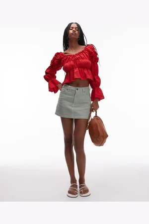 Topshop Denim pelmet mini skirt in stripe
