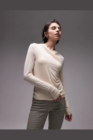 & OTHER STORIES Jersey top with draped wrap detail in beige