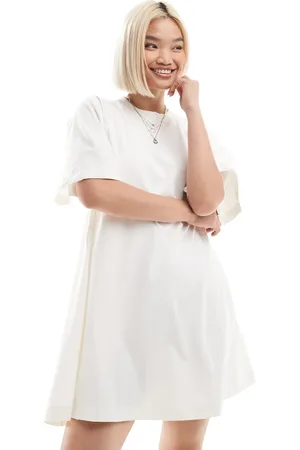 ASOS T shirt swing mini dress in cream