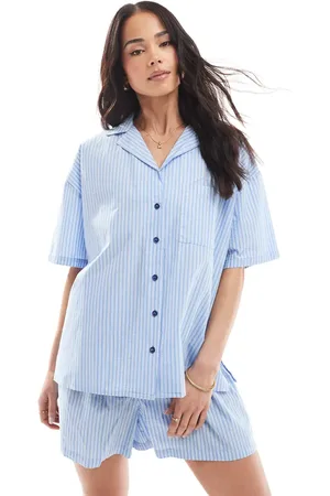 Loungeable Woven traditional short sleeved short set in