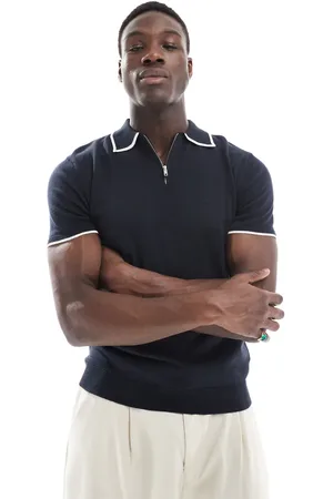Brave Soul Knitted polo shirt with contrast tipping in