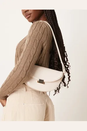 ASOS Interchangeable curve shoulder and crossbody bag with lock detail in white
