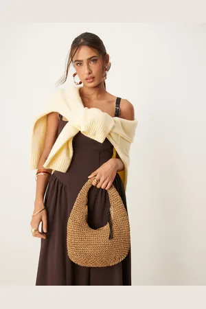 ASOS Hand crochet straw shoulder bag in