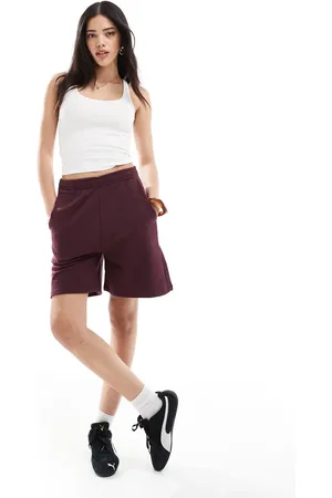 Bershka Longline sweatshshorts in burgundy