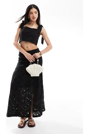 South Beach Broderie midi skirt in
