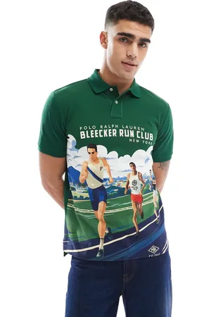 Ralph Lauren Run club race print pique polo custom fit in dark