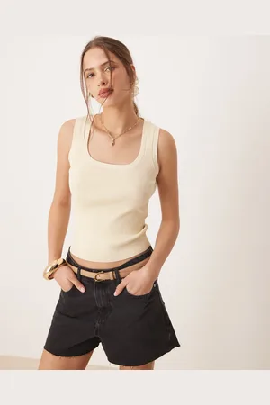AWARE Ribbed knitted tank top in cream