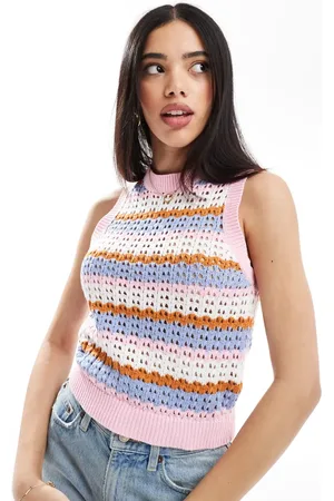 Brave Soul Crew neck knitted vest in stripe