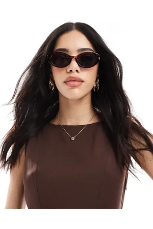 Pieces® Oval framed sunglasses with black tint lense in tortoiseshell