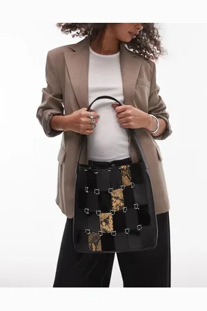 MANGO Patch work leather bag in