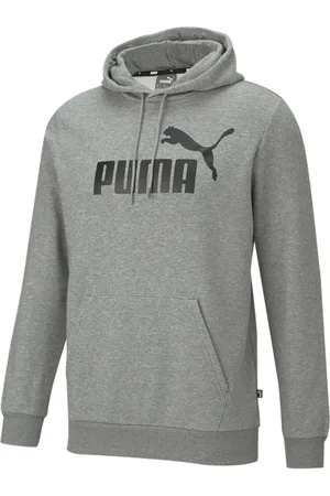 PUMA Essentials big logo hoodie in medium gray heather